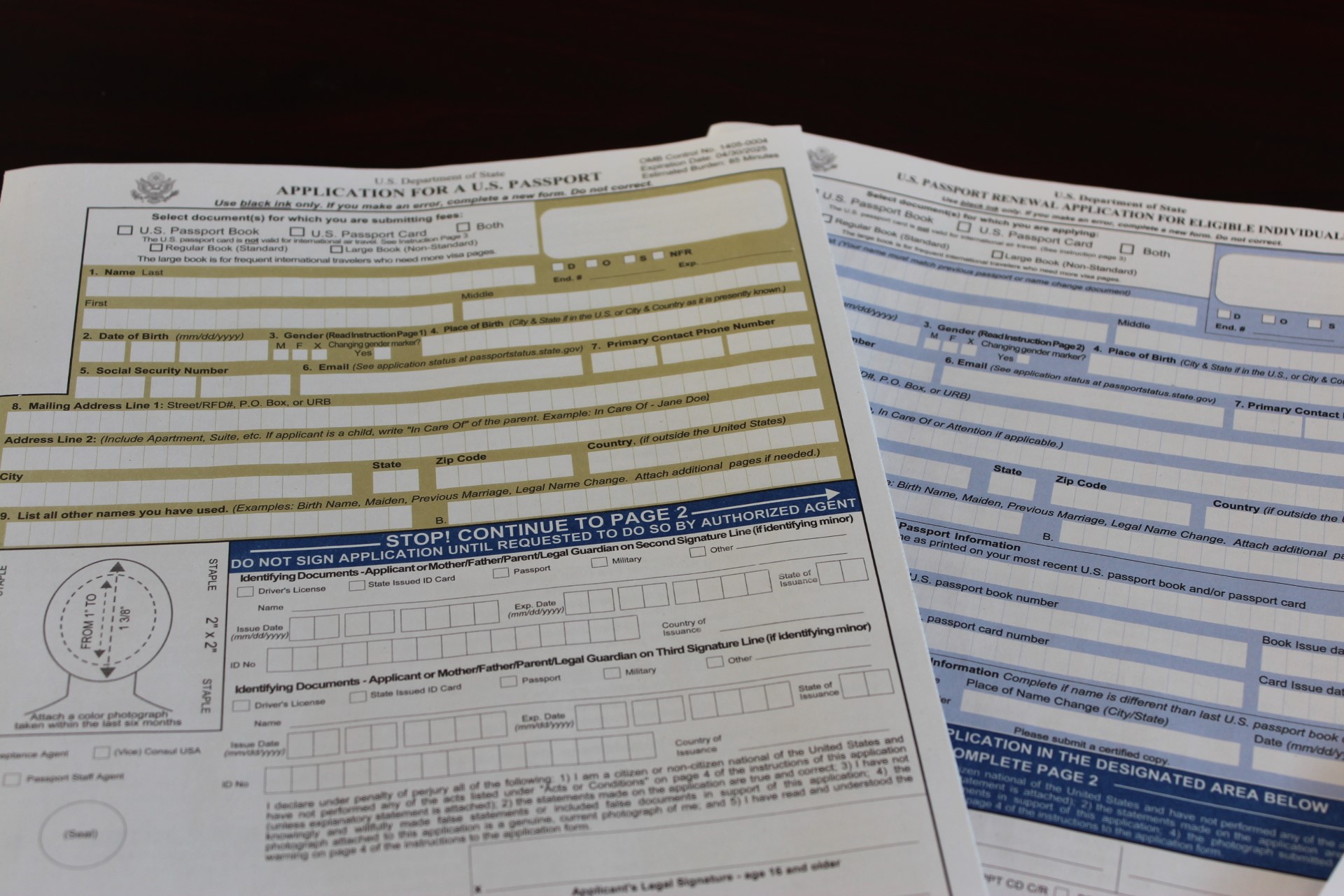 Image of passport application