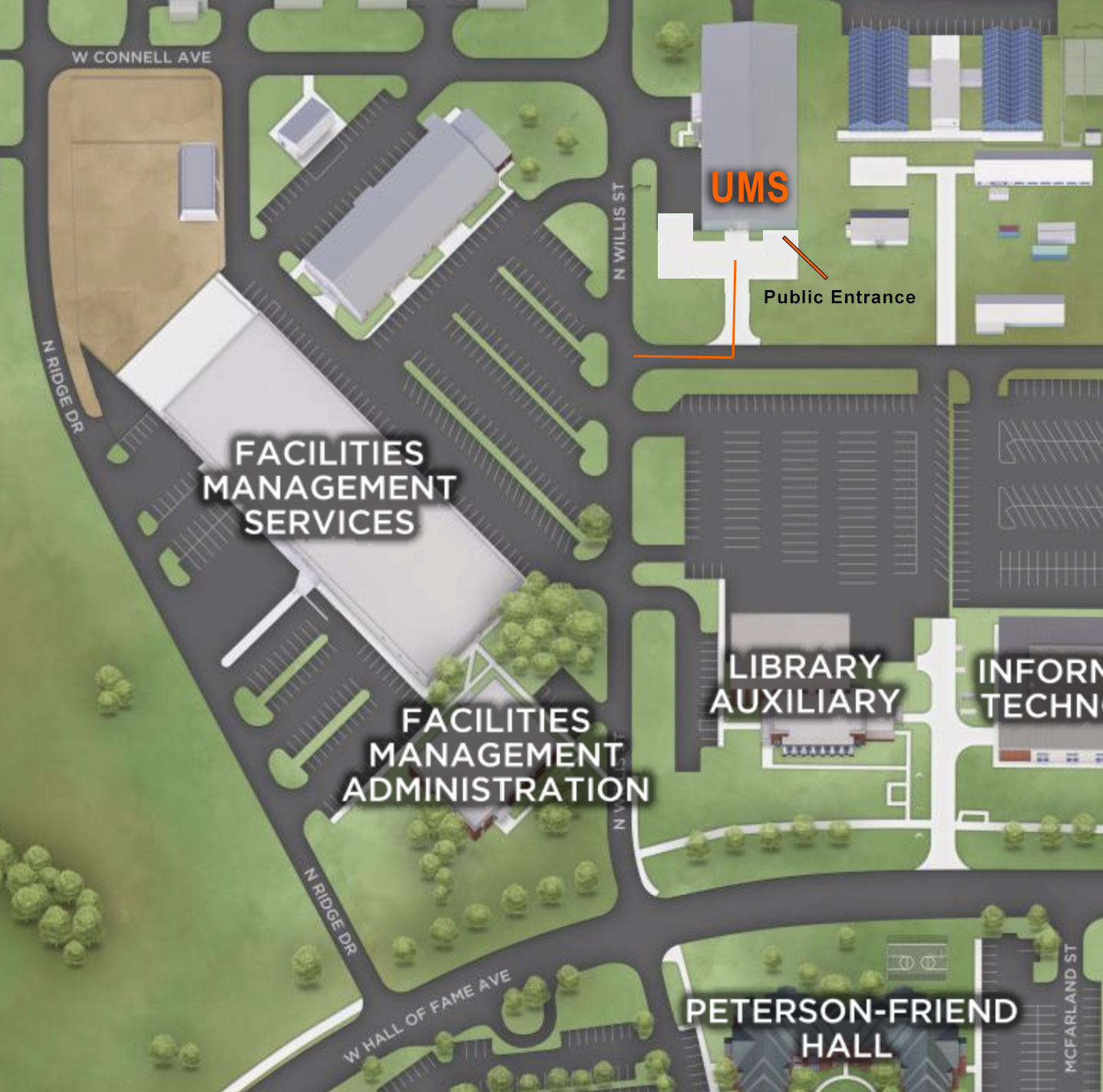Map showing UMS location